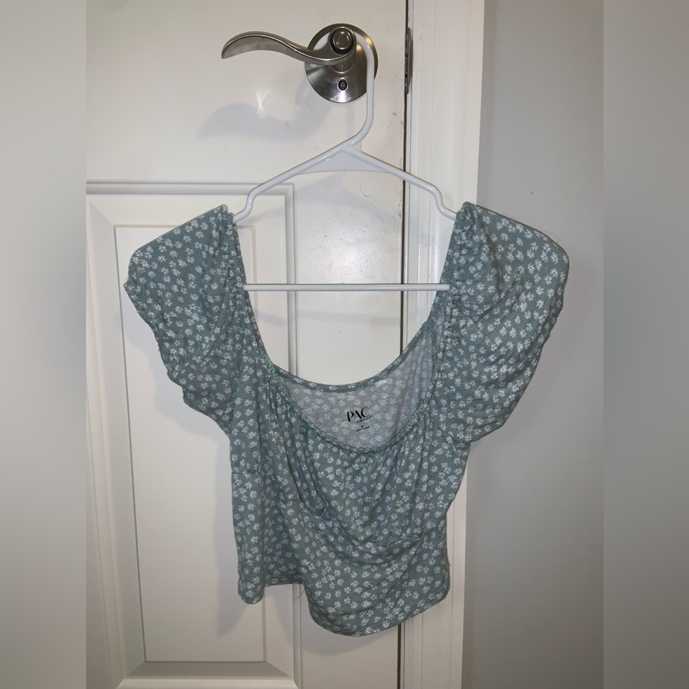 off the shoulder floral shirt